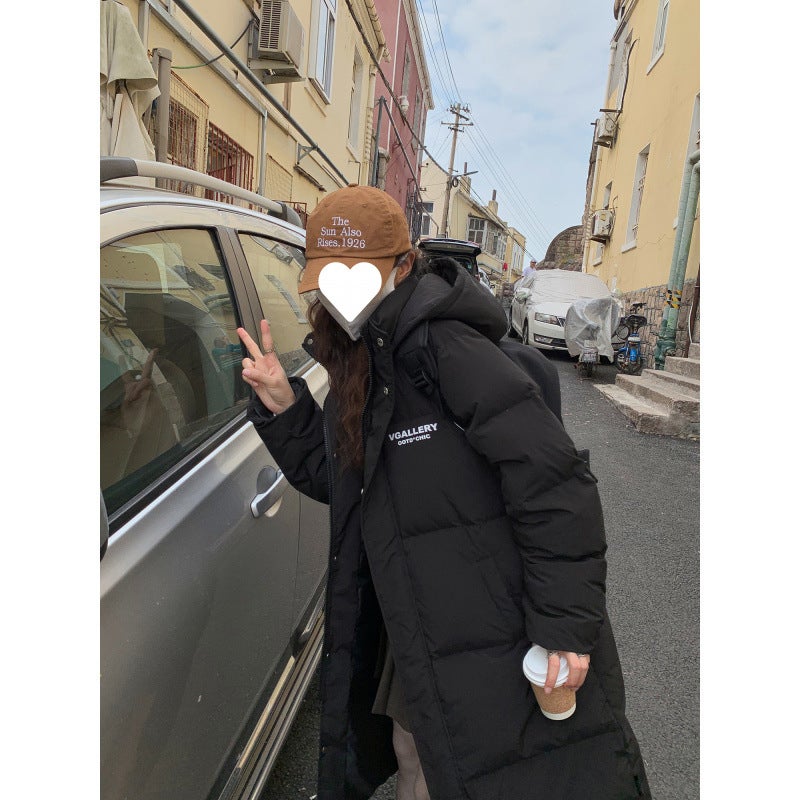 Creamy-White Long Bread Suit Women'S 2024 Winter New Mid-Length Cotton-Padded Jacket Korean Style Thickened Over-The-Knee Couple Jacket - Image 4